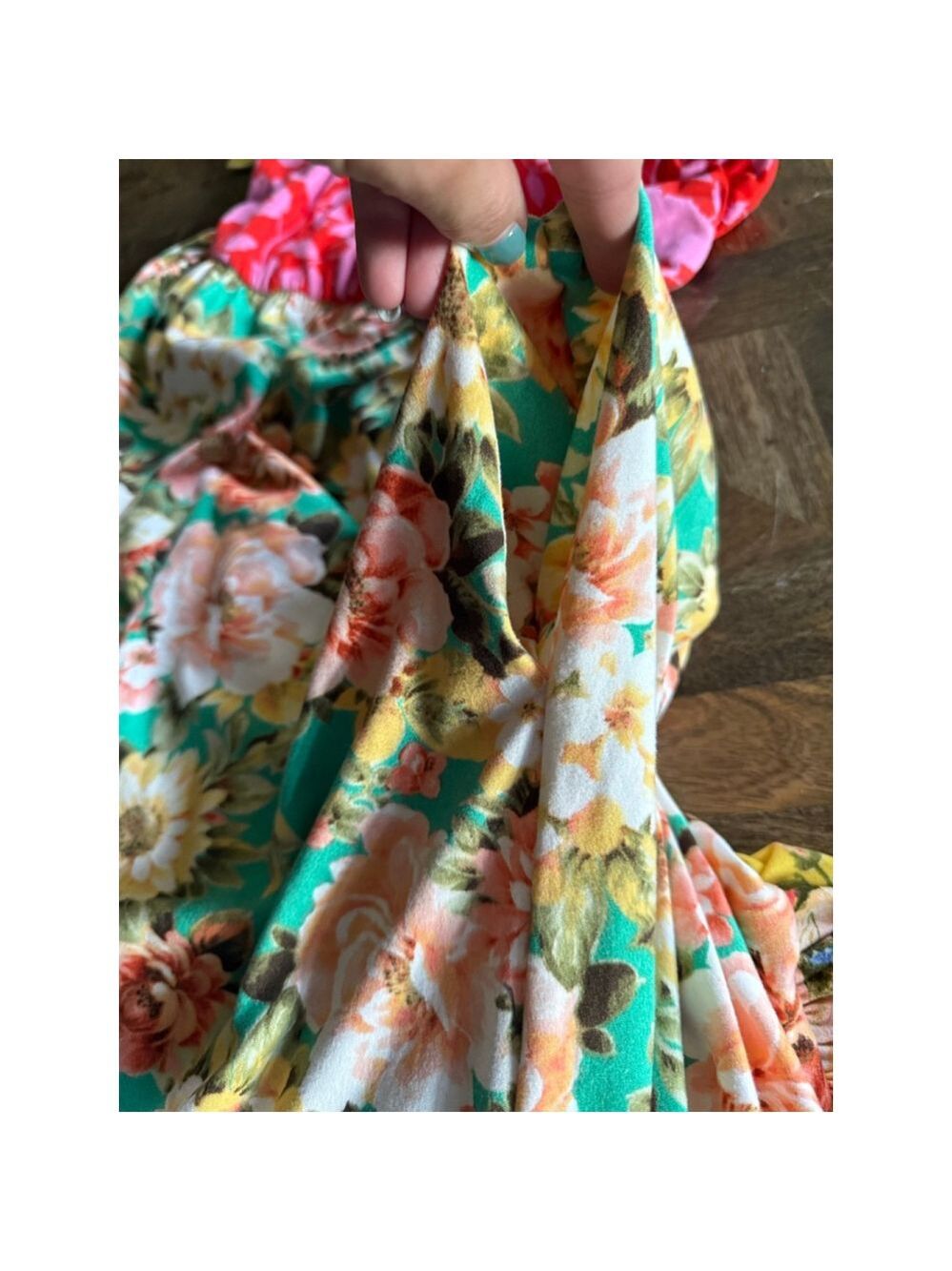 Women's Haptics by Holly Harper Floral Maxi Dress Green/Yellow Size s - Picture 5 of 5